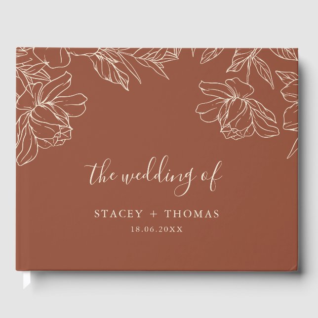 Elegant Terracotta Whimsical Wedding  Guest Book (Front)