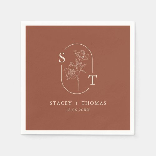 Elegant Terracotta Whimsical Wedding Napkins