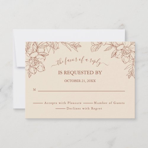 Elegant Terracotta Whimsical Wedding Response Card