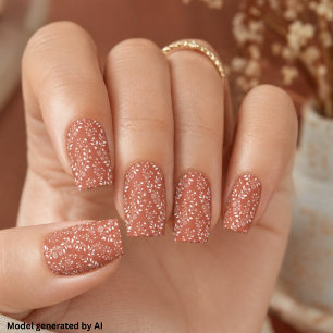 Elegant Terracotta White Floral Minx Nail Art