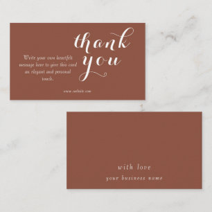 Elegant Terracotta White Script Business Thank You Card