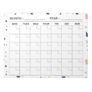 Elegant  Terrazzo  Monthly Calendar Planner  Notepad