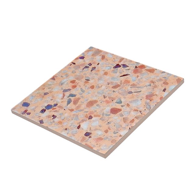 Elegant Terrazzo Pink Purple White Retro Pattern Ceramic Tile (Side)