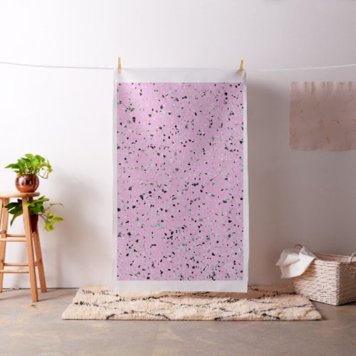 Elegant Terrazzo Retro Pink Black Grey Pattern Fabric