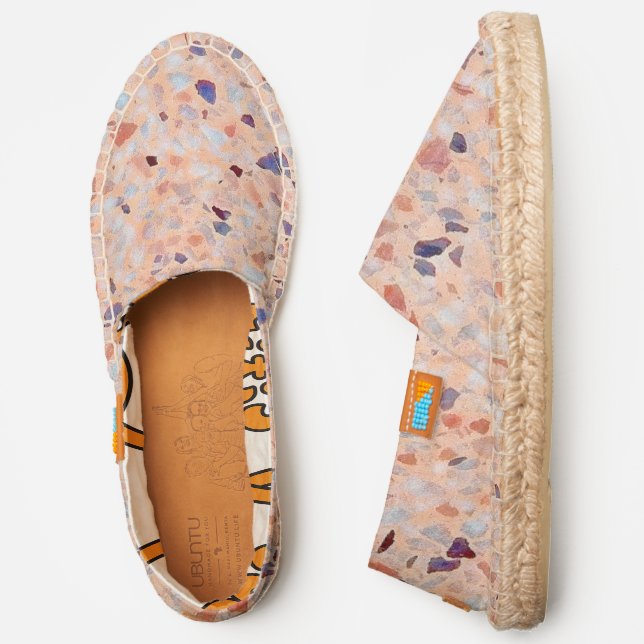 Elegant Terrazzo Retro Pink Purple White Pattern Espadrilles (Side)