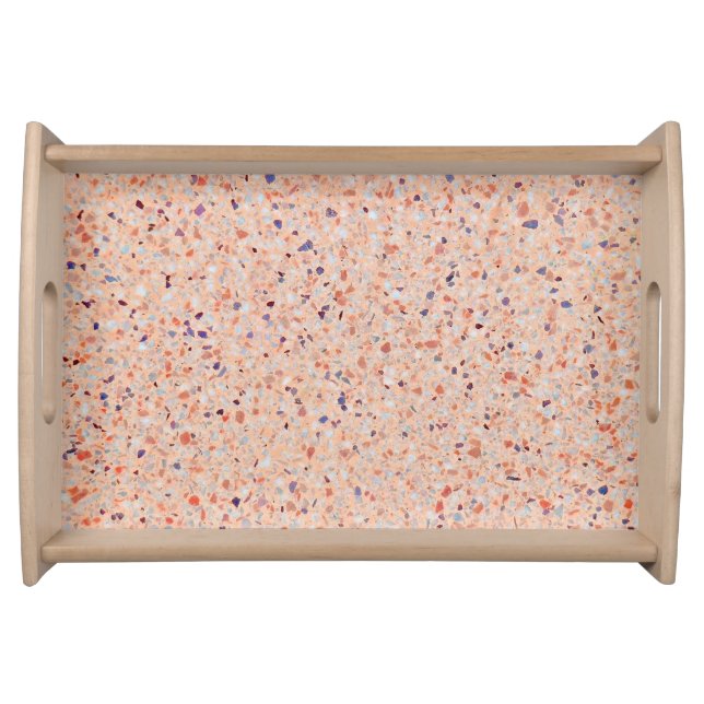 Elegant Terrazzo Retro Pink Purple White Pattern Serving Tray (Front)