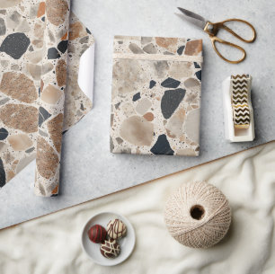 Elegant Terrazzo Textured Wrapping Paper Roll
