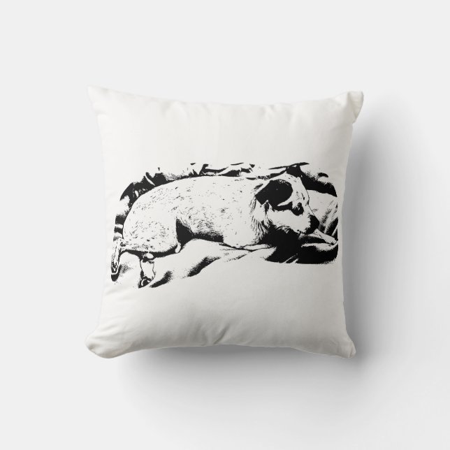 Elegant Terrier Repose, Winter Bed Throw Pillow (Front)