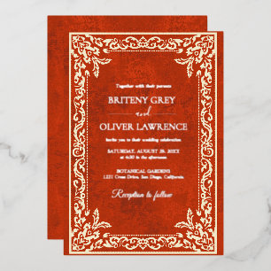 Elegant Terrocotta Papel Picado Mexican Wedding Foil Invitation