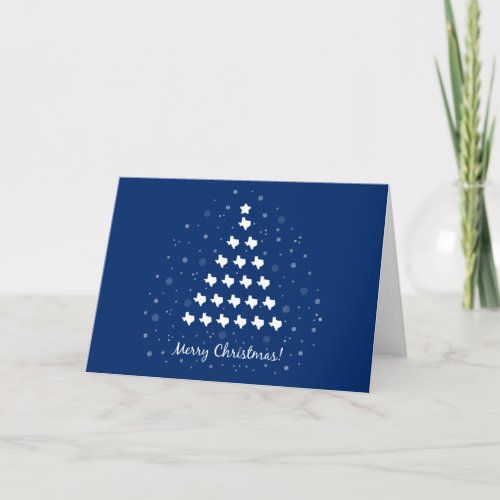Elegant Texas Christmas Tree on Blue Holiday Card