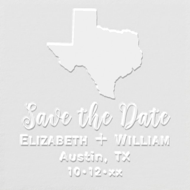 Elegant Texas State Map Wedding Save the Date Embosser (Design)