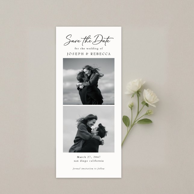 Elegant Text and Photo Stripe | Bookmark Wedding Save The Date (Creator Uploaded)