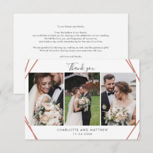 Elegant Text and Photos Wedding Thank You Card