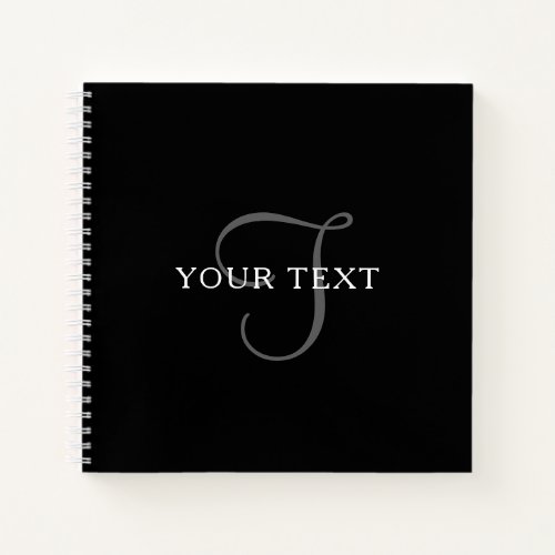 Elegant Text  Black White  Grey Notebook
