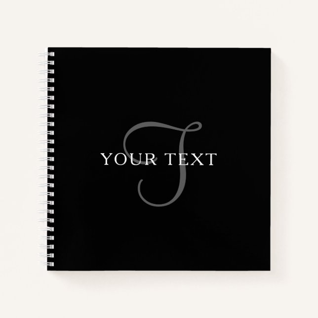 Elegant Text | Black White & Grey Notebook (Front)