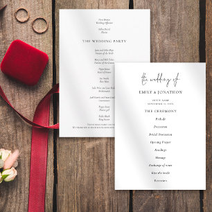 Elegant Text Black White Wedding Program
