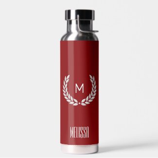 Elegant Text, Monogram and Silver Laurel Wreath