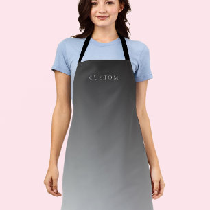 Elegant Text on Simple Modern Grey Ombre Gradient  Apron