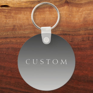 Elegant Text on Simple Modern Grey Ombre Gradient Keychain