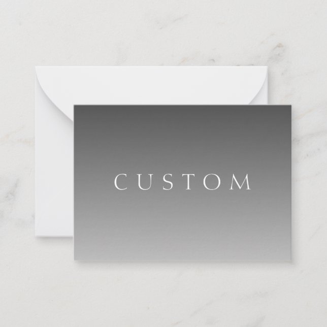Elegant Text on Simple Modern Grey Ombre Gradient  Note Card (Front)