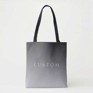 Elegant Text on Simple Modern Grey Ombre Gradient Tote Bag