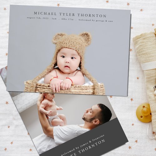 elegant text photo collage welcome baby birth announcement