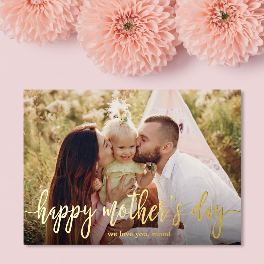 Elegant Text Photo Mother&#39;s Day Foil Holiday Card