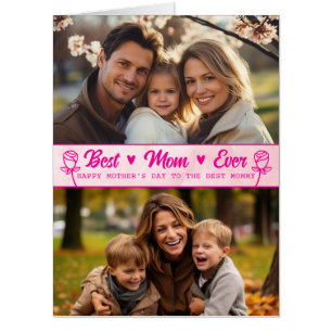Elegant Text Photo Mother's Day Watercolor Pink Card