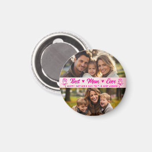 Elegant Text Photo Mother's Day Watercolor Pink Magnet