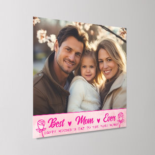 Elegant Text Photo Mother's Day Watercolor Pink Peel And Stick Photo Tile