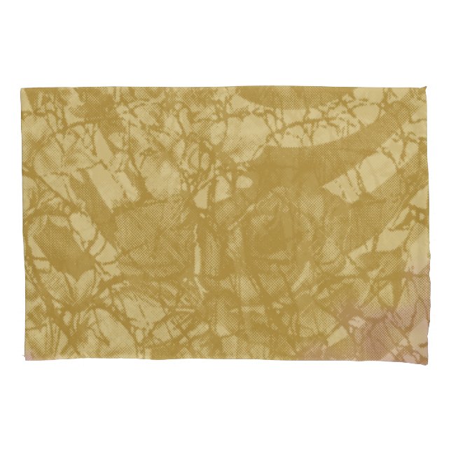 Elegant textile design featuring a golden backgrou pillow case (Front-Left)