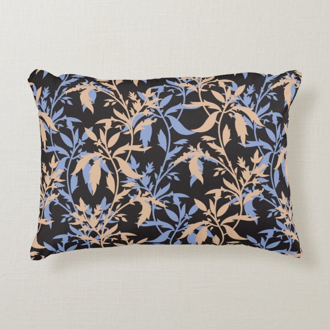 Elegant textile design featuring intricate floral  accent pillow (Front)