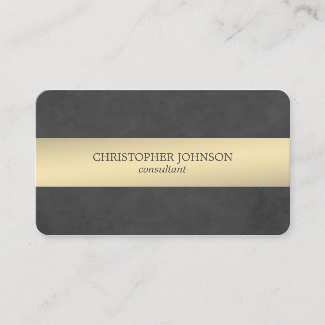 Elegant Texture Black Metal Striped Consultant Business Card (Front)