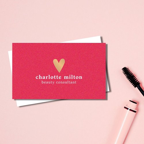 Elegant Texture Pink Gold Heart Beauty Consultant Business Card