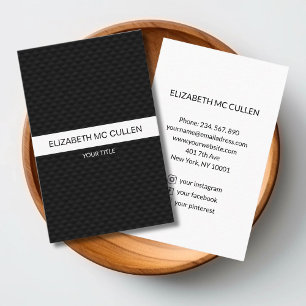 Elegant Texture Stripe Black & White Business Card