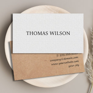 Elegant Texture White Printed Kraft Consultant Business Card