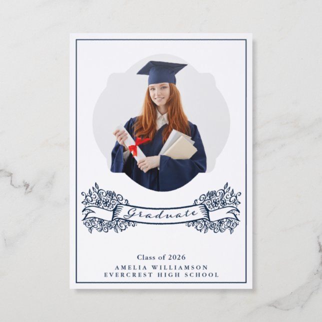 Elegant Textured Graduation Announcement (Front)