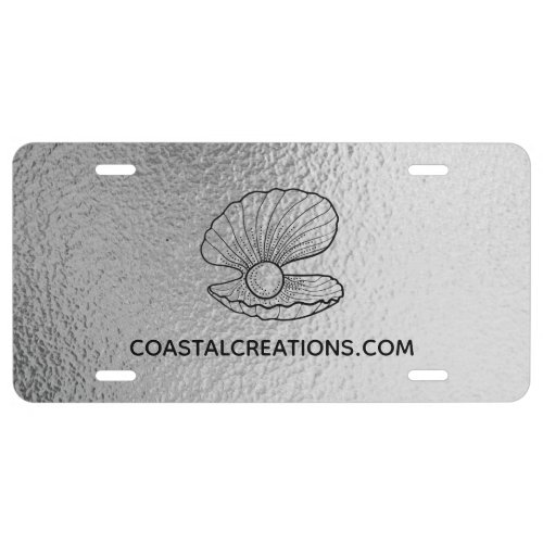 Elegant Textured Silver Logo Business Marketing License Plate