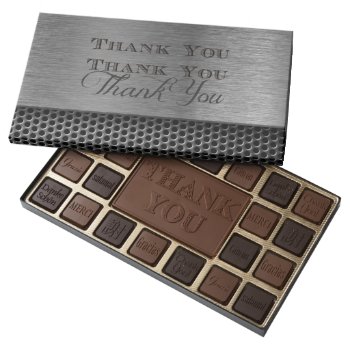 Elegant Textured Silver Thank You For Men Assorted Chocolates by MagnoliaVintage at Zazzle