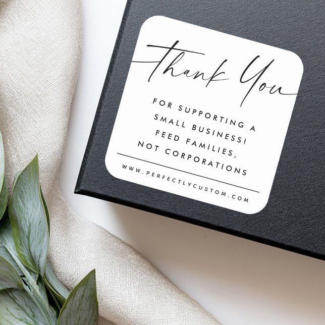 Elegant thank for you supporting a small business square sticker (Elegant thank for you supporting a small business square sticker)