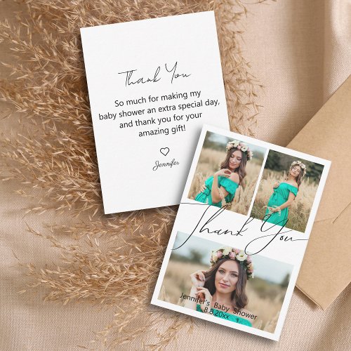elegant thank you baby shower 3 photos collage note card