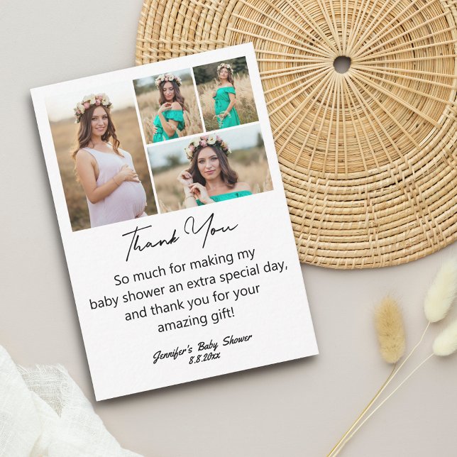 elegant thank you baby shower 4 photos collage note card (Creator Uploaded)