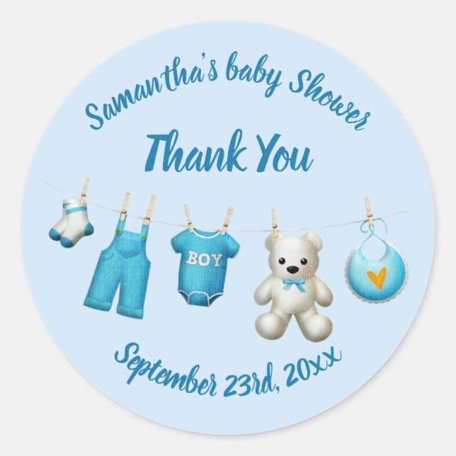 Elegant Thank You Baby Shower Favor Sticker (Front)