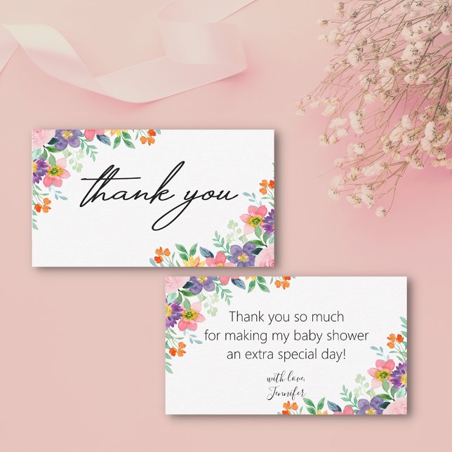 elegant thank you  baby shower stylish floral note card (Creator Uploaded)