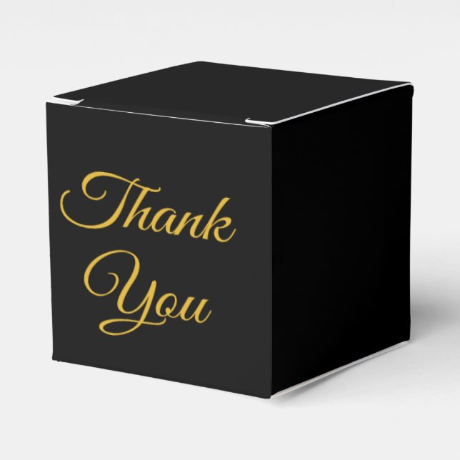 Elegant Thank You Black And Gold Gift / Favor Box (Front Side)