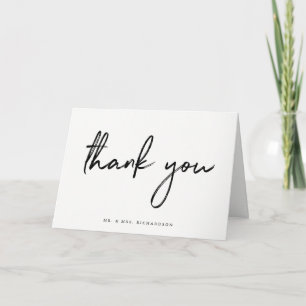 Elegant Thank You Black Script   Photo Inside Card
