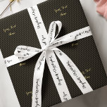 Elegant Thank You Black White Custom Wedding Favor Satin Ribbon