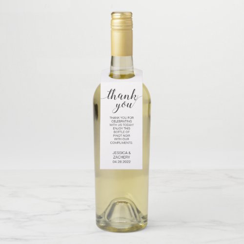 Elegant Thank You Black White Wedding Bottle Hanger Tag