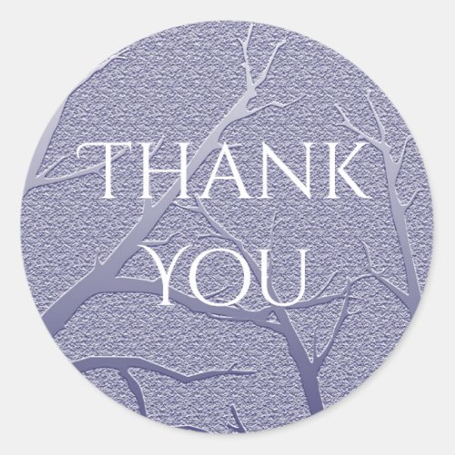 Elegant Thank You Blue Branch Design Appreciation Classic Round Sticker