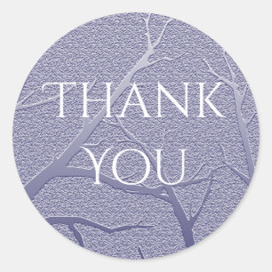 Elegant Thank You Blue Branch Design Appreciation Classic Round Sticker